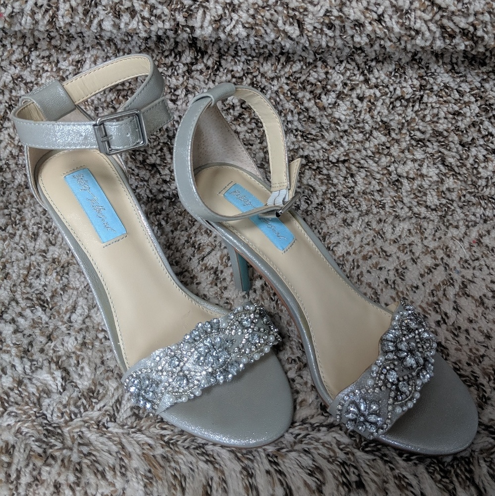 Betsy Johnson silver wedding heels